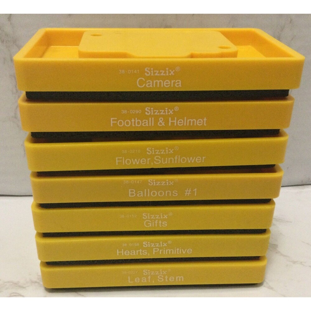 Sizzix Yellow Leaf Stem 38-0227 Gifts Hearts Balloons Cutting Die Lot Of 7